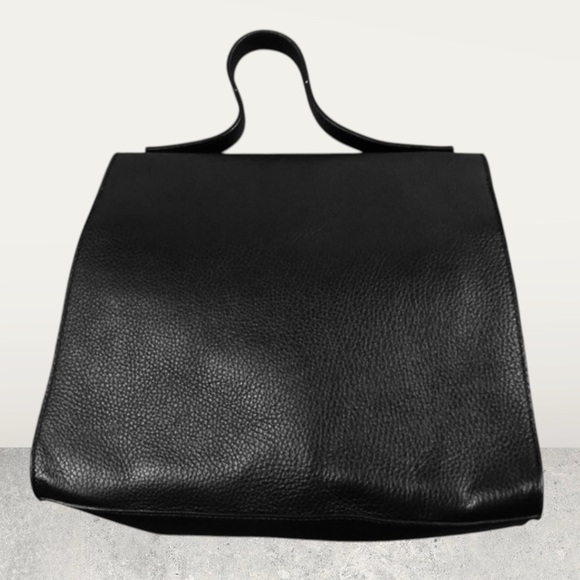 Black Structured Satchel with Textured Finish - Picture 2 of 14